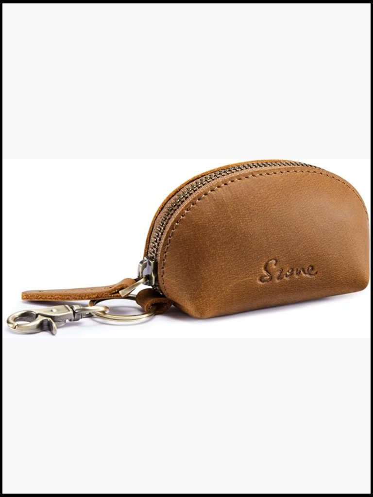 Mini Leather Coin Purse With Key Ring Swivel Clasp Zippered